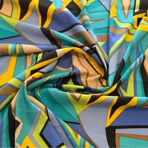 Vibrant Striking Geometric Design Patterned Poly Print Fabric